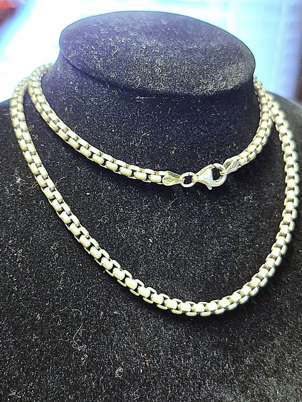 20 Inch Sterling Silver Rounded Box Chain 3.5mm Made In ITALY 925 HAN 27.37grams